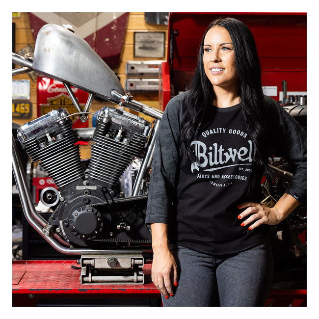 Biltwell Damski longsleeve baseballowy Script