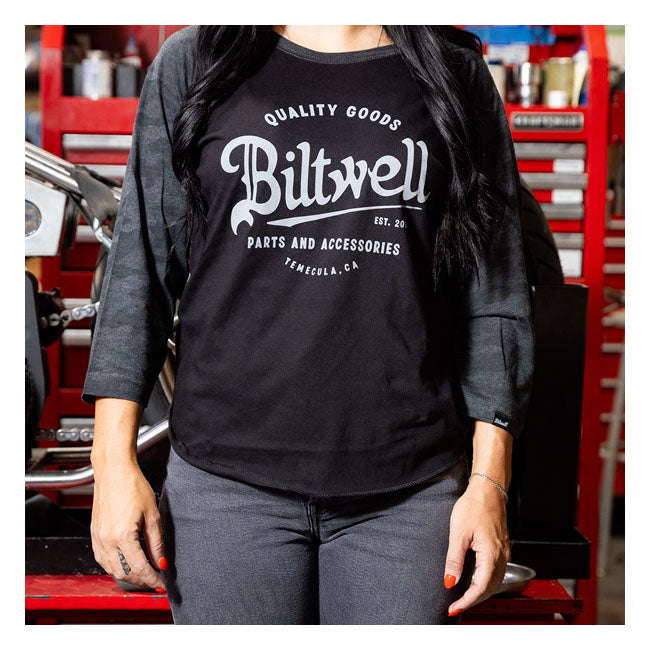 Biltwell Damski longsleeve baseballowy Script