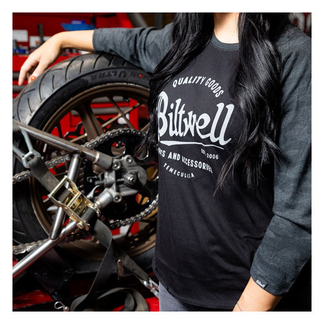 Biltwell Damski longsleeve baseballowy Script