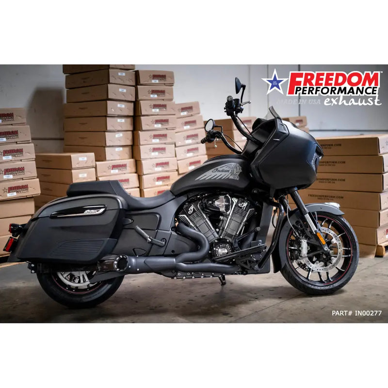 Freedom Performance Wydech Shorty Turn Out Straight Cut 2-into-1 dla motocykli Indian