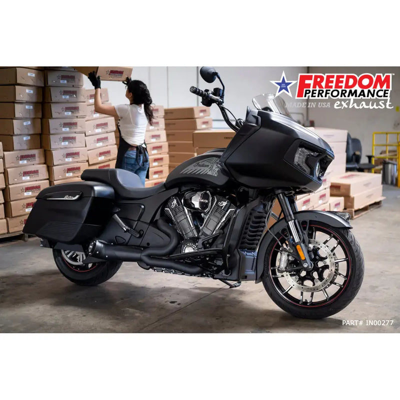 Freedom Performance Wydech Shorty Turn Out Straight Cut 2-into-1 dla motocykli Indian