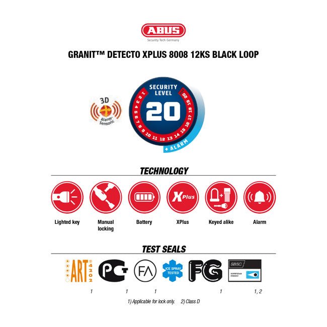 Abus 8008 Disc Lock & 12KS120 Black Loop Chain