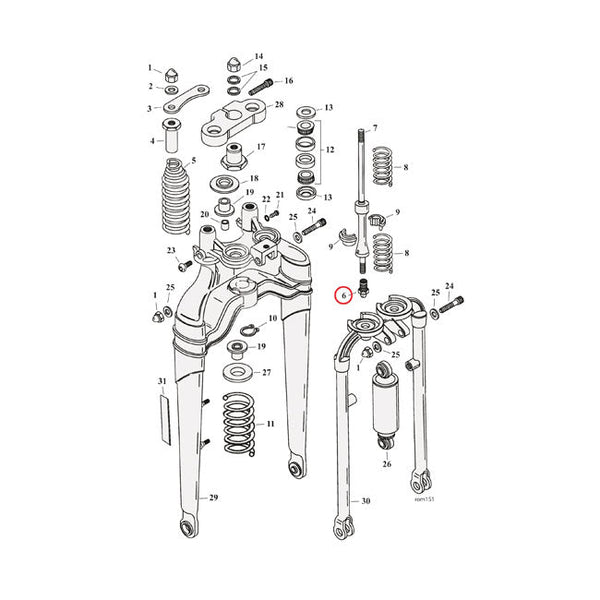 Acorn Nut Lower Spring Rod FXST 88-06; FLSTS 97-09