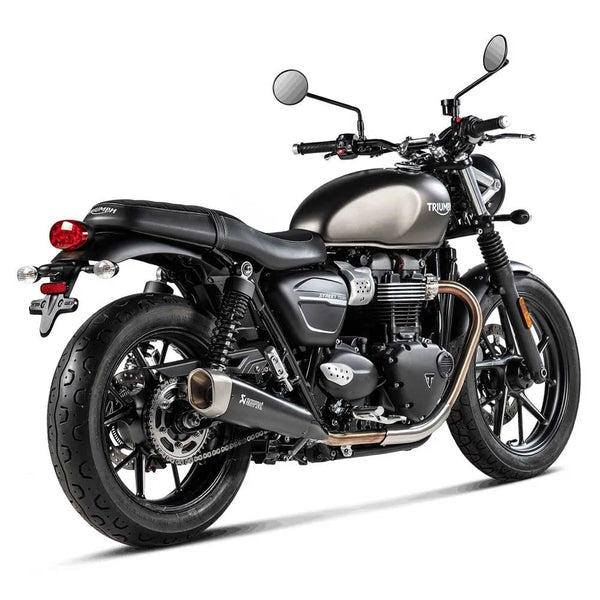 Akrapovic Slip-On Series Muffler for Triumph 16-20 Street Twin (Dual titanium mufflers with titanium end caps) (EC/ECE Approval) (S-T9SO2-HCQTBL)