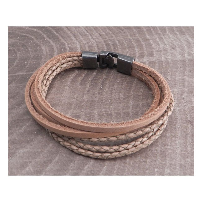 Amigaz Leather Multi Strand T-Clamp Bracelet Brown