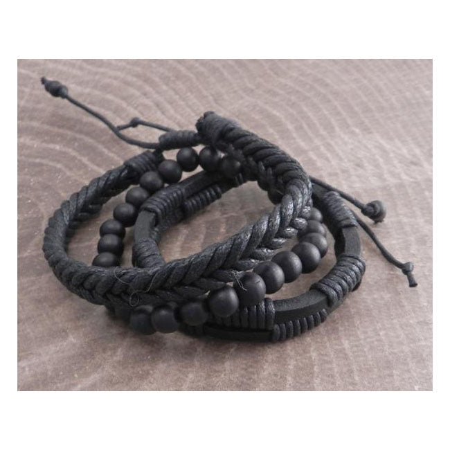 Amigaz Rope Sliders & Wood Bead Bracelet Black