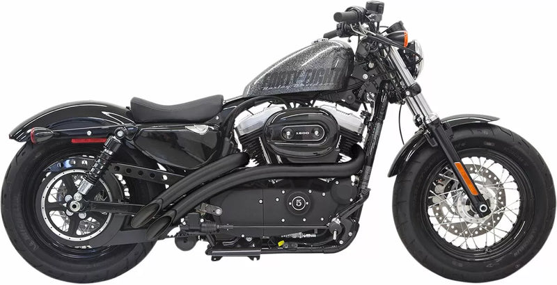 Bassani Sweeper Radial Exhaust System for Harley 14-22 XL Sportster (excl. 1200 C / CX / T) / Black with black heat shields  - Customhoj