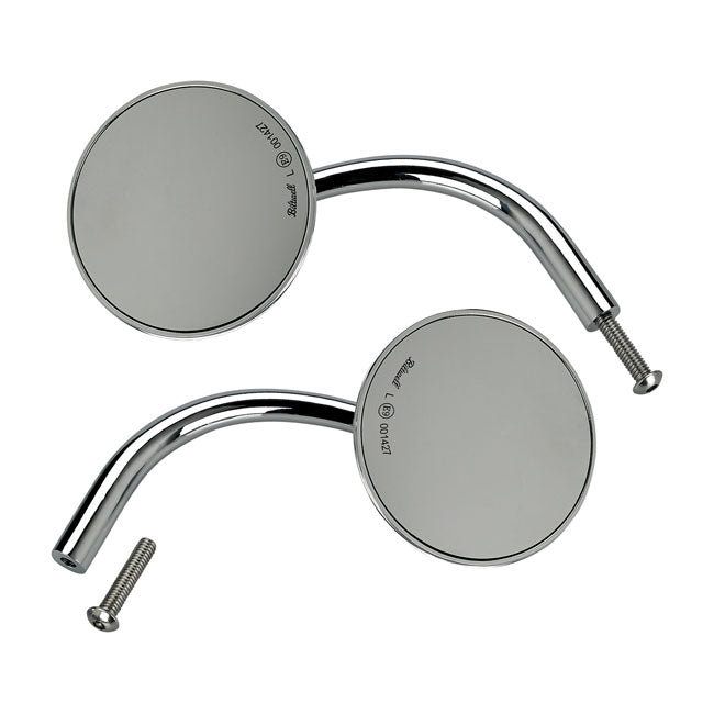 Biltwell Utility Motorcycle Mirror Set Round Perch-Mount Chrome