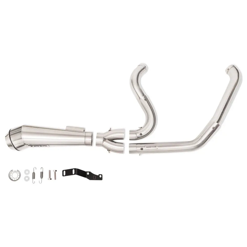 Black Duck Fighter EC Euro Approved 2-into-1 Exhaust for Harley 18-24 Softail (excl. Breakout / Fat Boy) (Euro 5 approved) / Turnout / Polished Stainless steel  - Customhoj