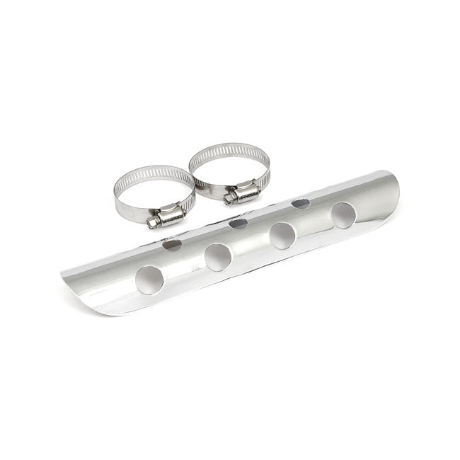 Bullet Hole Universal Motorcycle Exhaust Heat Shield Chrome / 1 3/4" (4.4cm) / 10" (25.4cm)  - Customhoj