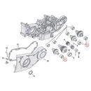 Cam Drive / Cover Parts Diagram Exploded View for 91-22 Harley Sportster 2) 52-22 K, XL. Jims standard size bushing, camshaft outer (