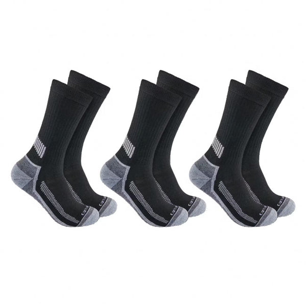 Carhartt Force Midweight Crew Socks 3-pack Black / 42-25  - Customhoj