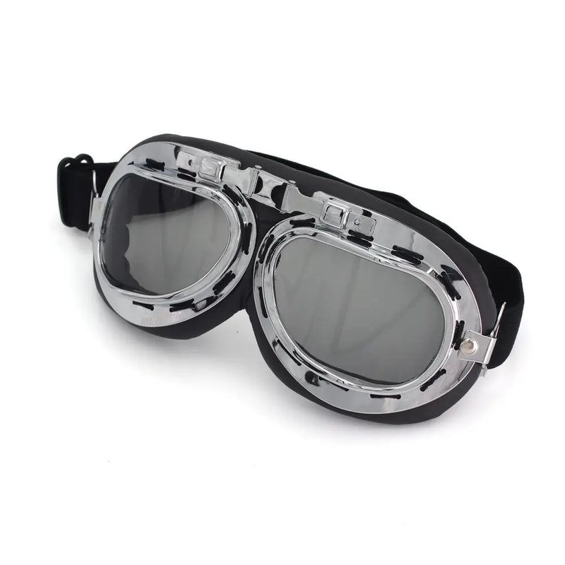 Cavalero Custom Classic Vintage Motorcycle Goggles Chrome / Tinted