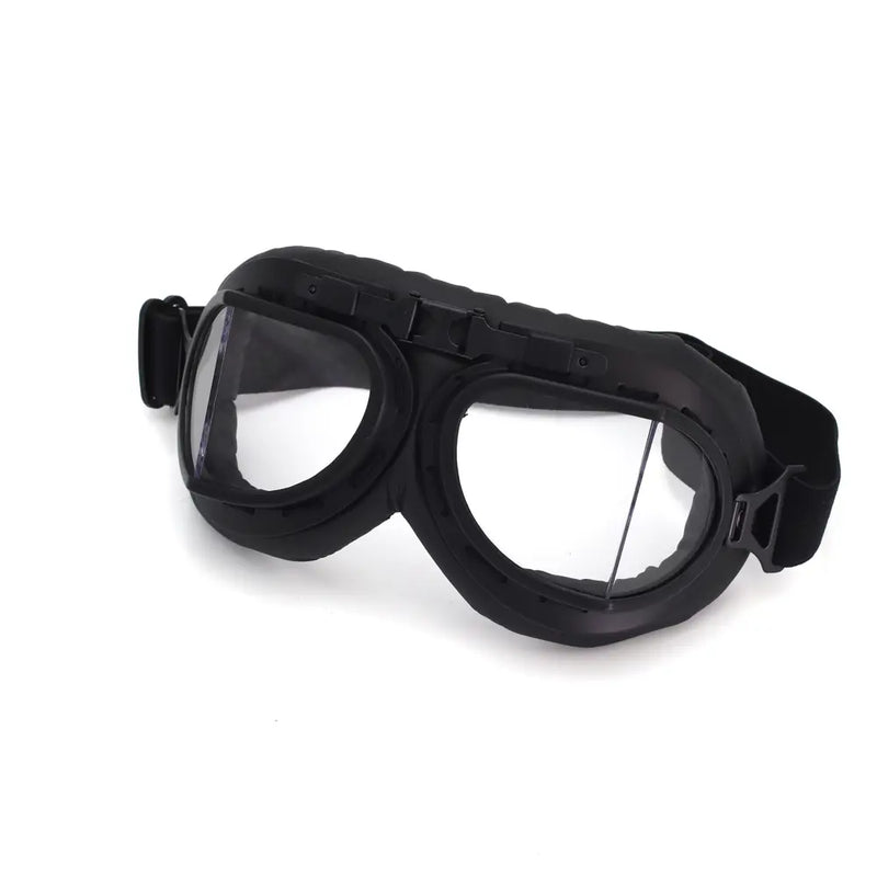 Cavalero Jet Classic Vintage Motorcycle Goggles Black / Clear