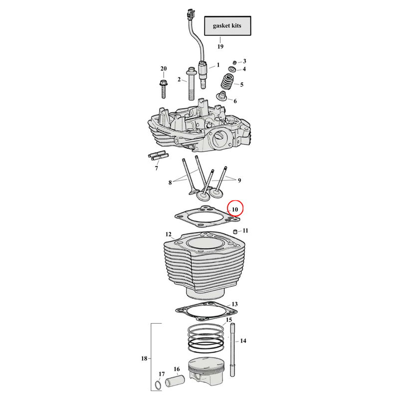 Cylinder Parts Diagram Exploded View for Harley Milwaukee Eight