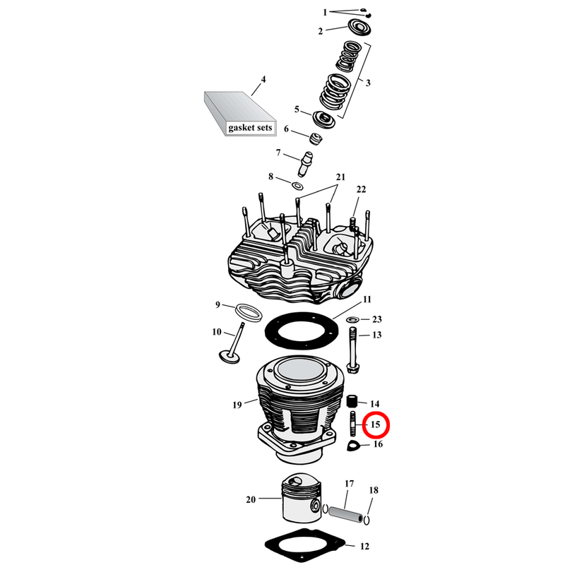 Cylinder Parts Diagram Exploded View for Harley Shovelhead