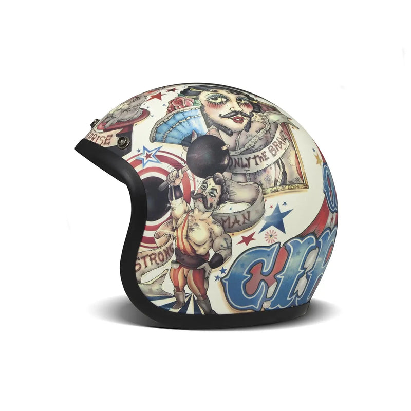 DMD Retro Graphic Open Motorcycle Helmet  - Customhoj