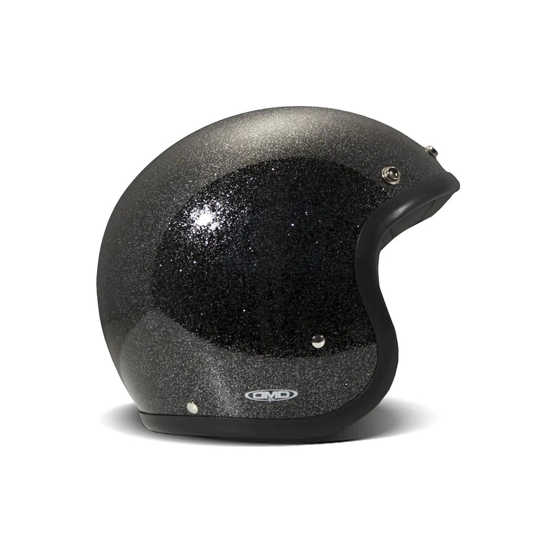DMD Retro Metallic Open Motorcycle Helmet Glitter Black / XS (54cm)  - Customhoj