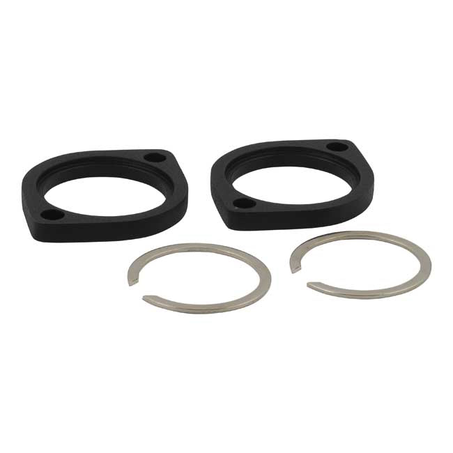Exhaust Flanges Early Style & Retainer Set for Harley 84-25 Big Twin / Black  - Customhoj
