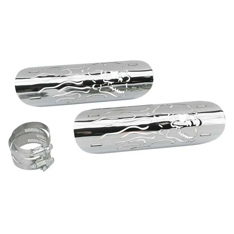 Flaming Skull Universal Motorcycle Exhaust Heat Shield Set  - Customhoj