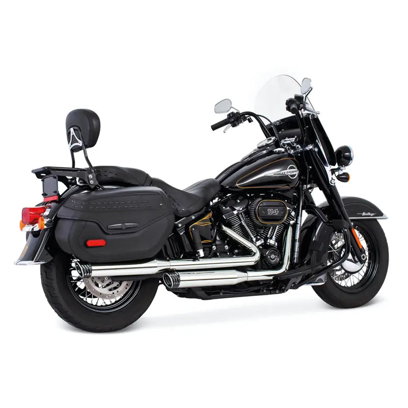Freedom Performance Racing Slip-On Mufflers for Harley 18-24 Softail Heritage FLHC / FLHCS (read note) / Chrome with black end caps  - Customhoj