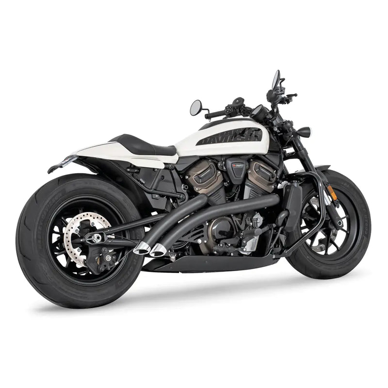 Freedom Performance Radical Radius Slash Cut Exhaust for Harley 21-25 Sportster S RH1250S / Black / Chrome  - Customhoj