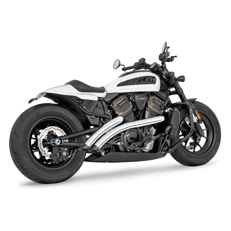 Freedom Performance Radical Radius Slash Cut Exhaust for Harley 21-25 Sportster S RH1250S / Chrome / Black  - Customhoj