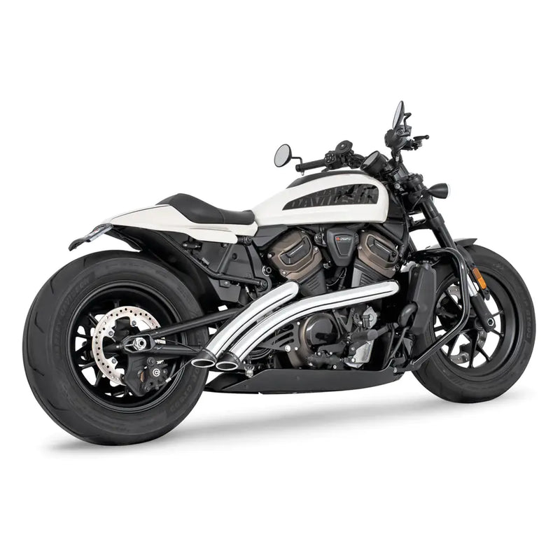 Freedom Performance Radical Radius Slash Cut Exhaust for Harley 21-25 Sportster S RH1250S / Chrome / Sculpted Black  - Customhoj