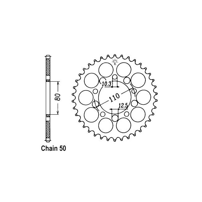 JT Sprockets Rear Sprocket Honda CB1100(F)RB,RC,RD 81-83 JT Rear Sprocket for Honda Customhoj