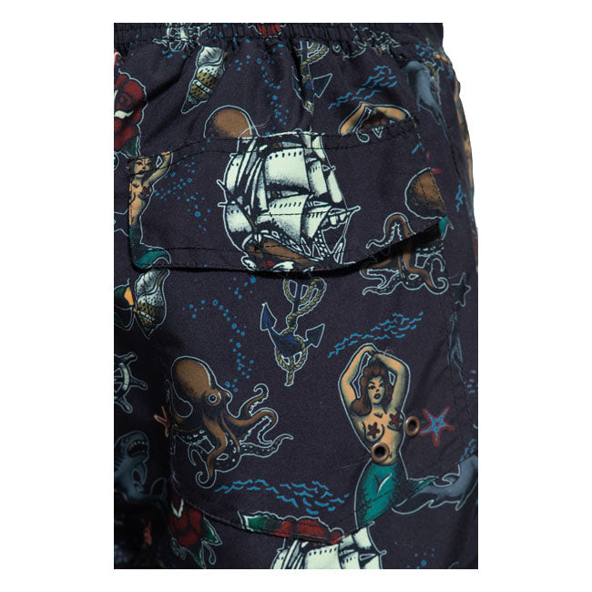 King Kerosin AOP Sailor Swim Shorts Black