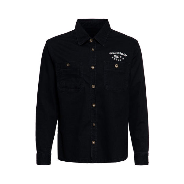 King Kerosin Ride Free Workwear Denim Shirt Black / S