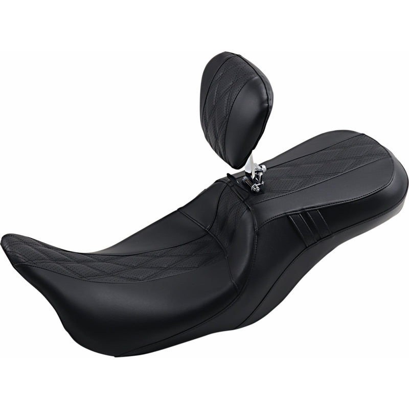 Le Pera Outcast 2-Up Seat for Harley 08-25 Touring (excl. 23-25 CVO; 24-25 Road Glide / Street Glide) / GT Diamond Black / With backrest  - Customhoj