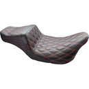 Le Pera Tailwhip 2-Up Seat for Harley 08-25 Touring (excl. 23-25 CVO; 24-25 Road Glide / Street Glide) / Double Diamond Black / Red  - Customhoj