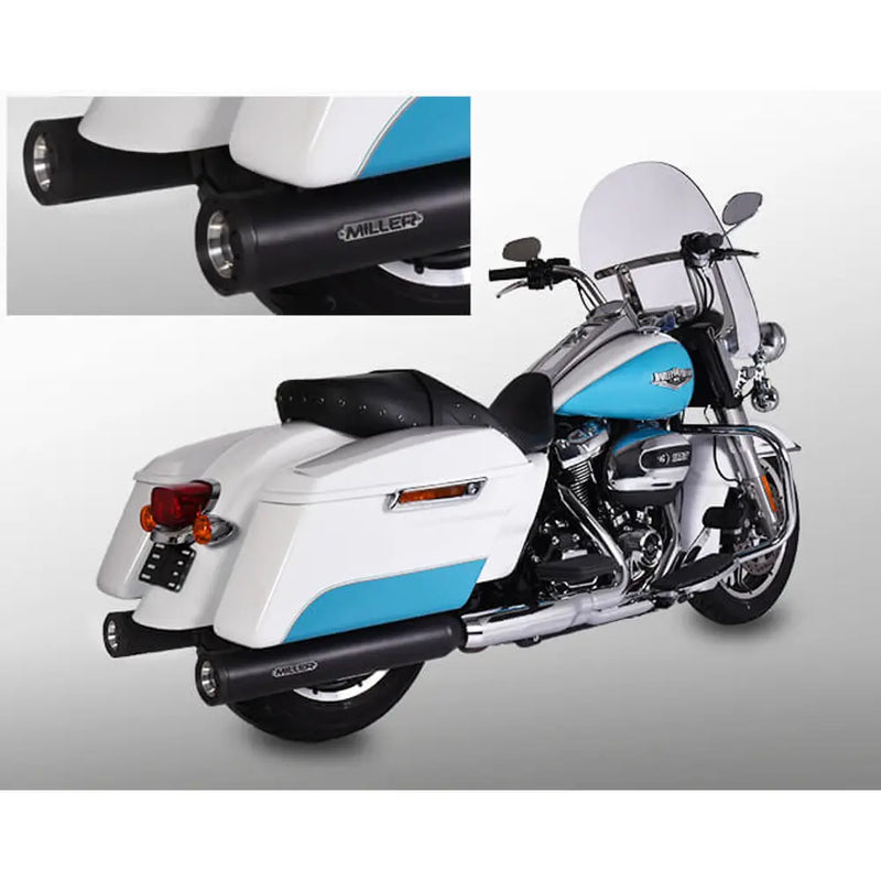 Miller Arlington Euro 4 Slip-On Mufflers for Harley 17-20 Touring (107" engine) / Matte Black / Straight Matte Black  - Customhoj