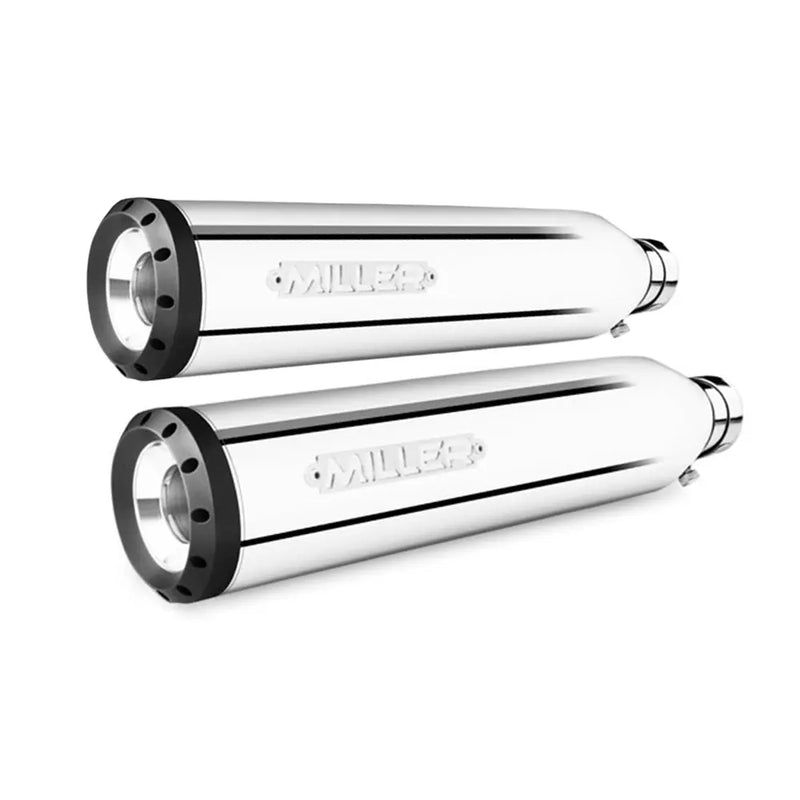 Miller Cleveland Euro 5 Slip-On Mufflers for Harley 21-24 Touring (107" engine) / Polished / Straight Matte Black  - Customhoj