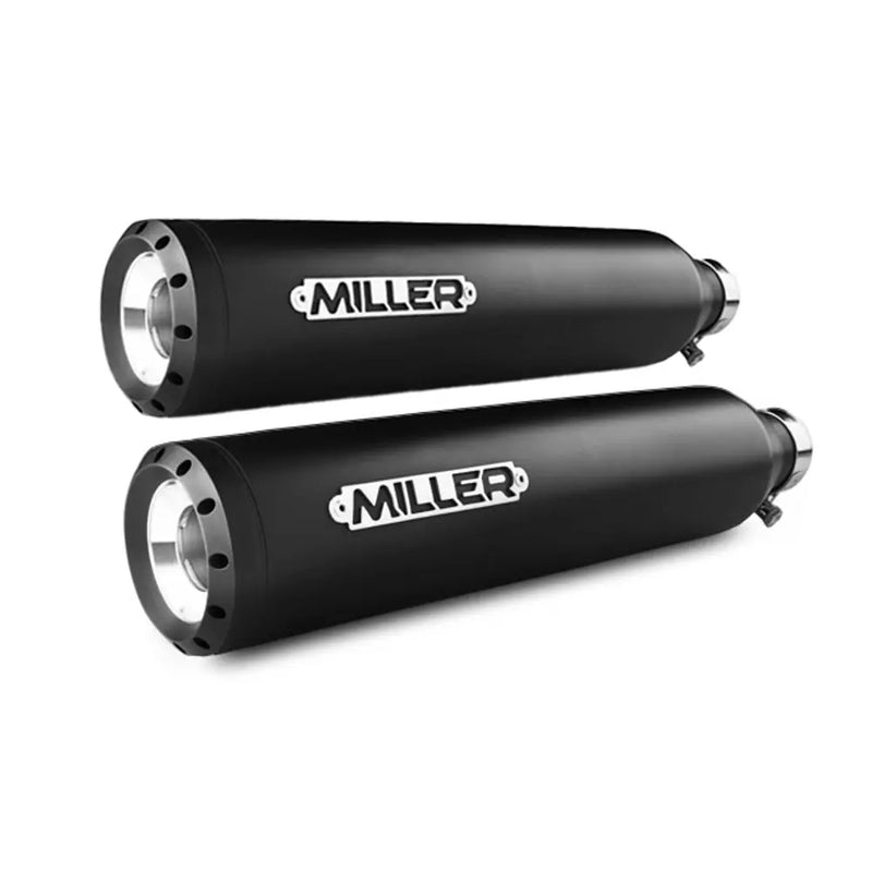 Miller Dakota Euro 3 Slip-On Mufflers for Harley 15-16 Dyna Low Rider S / Matte Black / Straight Matte Black  - Customhoj