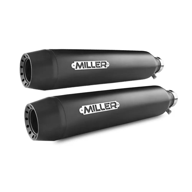 Miller Dakota Euro 3 Slip-On Mufflers for Harley 15-16 Dyna Low Rider S / Matte Black / Tapered Matte Black  - Customhoj