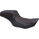 Mustang Squareback 2-Up Seat for Harley 24-25 Touring Road Glide / Street Glide / Black / Cherry / Front Double Diamond / Gripper  - Customhoj
