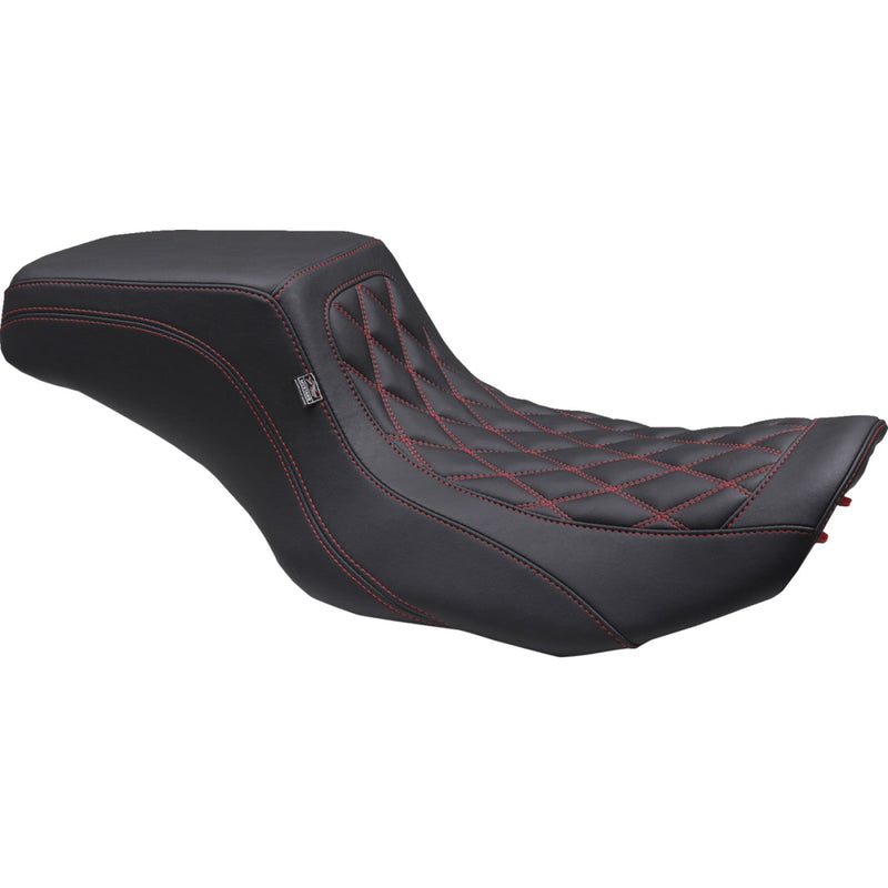 Mustang Squareback 2-Up Seat for Harley 24-25 Touring Road Glide / Street Glide / Black / Cherry / Front Double Diamond / Gripper  - Customhoj