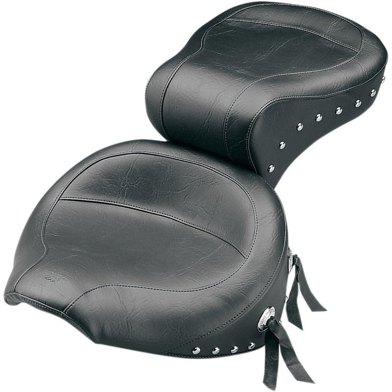 Mustang Wide Touring 2-Up Seat for Harley 84-99 Softail / Studded Conchos  - Customhoj