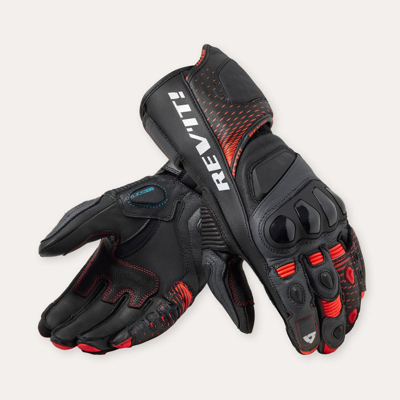 REV'IT! Control Motorcycle Gloves Black/Neon Red / S  - Customhoj