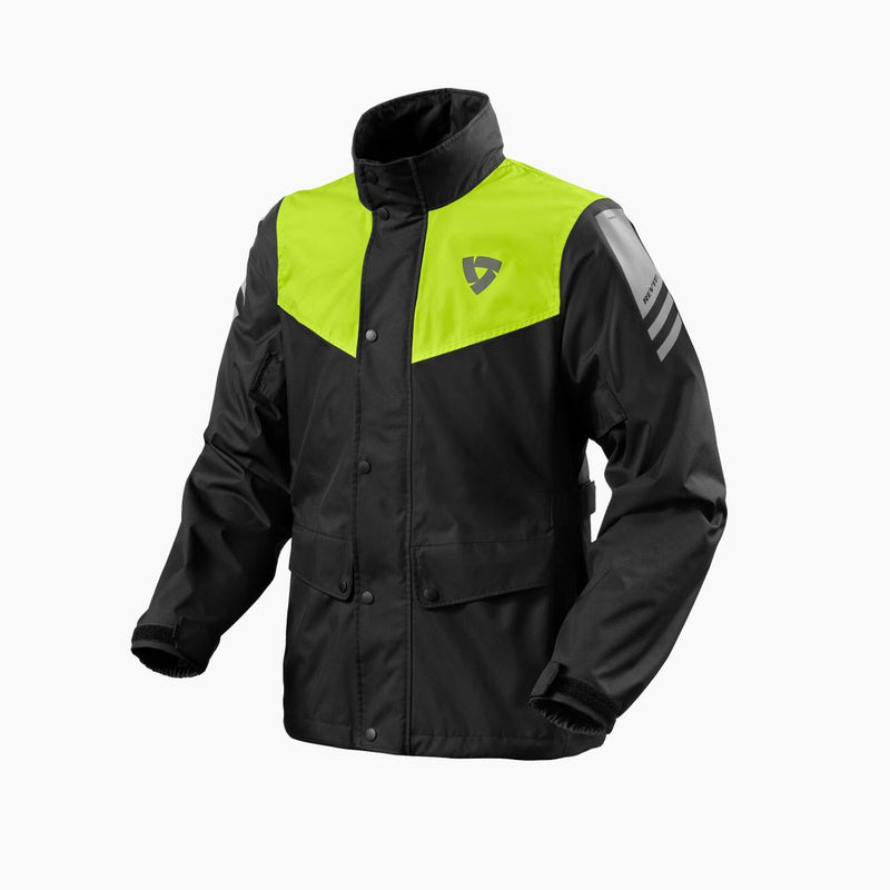 REV'IT! Nitric 4 H2O Motorcycle Rain Jacket Black/Neon Yellow / XS