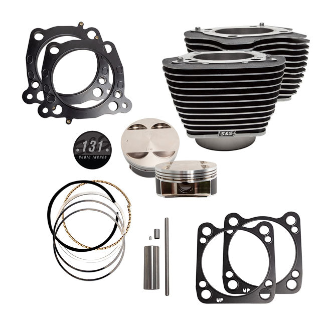 S&S 131" Stroker Big Bore Kit for Harley Milwaukee Eight 17-23 Touring / Wrinkle Black / Highlighted Fins