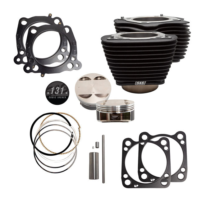 S&S 131" Stroker Big Bore Kit for Harley Milwaukee Eight 17-23 Touring / Wrinkle Black / Non-Highlighted Fins