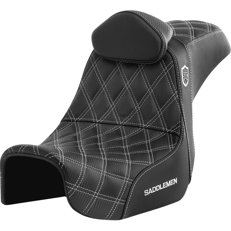 Saddlemen Pro SDC Performance Gripper Lattice Stitch Seat for Harley 06-17 Dyna / With backrest / Black / White  - Customhoj