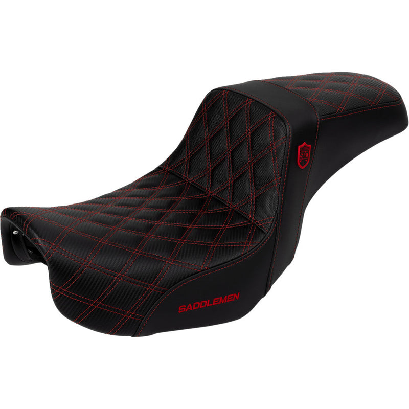 Saddlemen Pro SDC Performance Gripper Lattice Stitch Seat for Harley 06-17 Dyna / Without backrest / Black / Red  - Customhoj