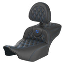 Saddlemen Roadsofa Extended Reach Lattice Stitch Seat for Harley 24-25 Touring Road Glide / Street Glide / Carbon Fiber / Blue / Without heating / With backrest  - Customhoj