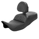 Saddlemen Roadsofa Honeycomb Seat for Harley 08-25 Touring (excl. 23-25 CVO; 24-25 Road Glide / Street Glide) / Black / With heating / With backrest  - Customhoj