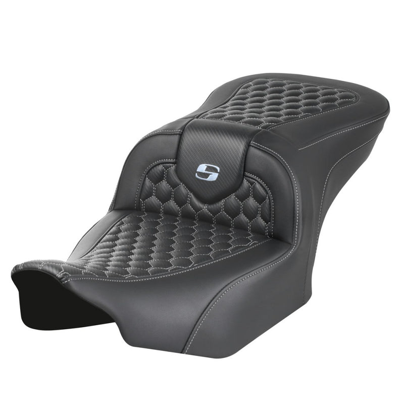 Saddlemen Roadsofa Honeycomb Seat for Harley 24-25 Touring Road Glide / Street Glide / Black / Silver / Without heating / Without backrest  - Customhoj