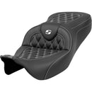 Saddlemen Roadsofa Lattice Stitch Seat for Harley 08-25 Touring (excl. 23-25 CVO; 24-25 Road Glide / Street Glide) / Black / White / Without heating / Without backrest  - Customhoj
